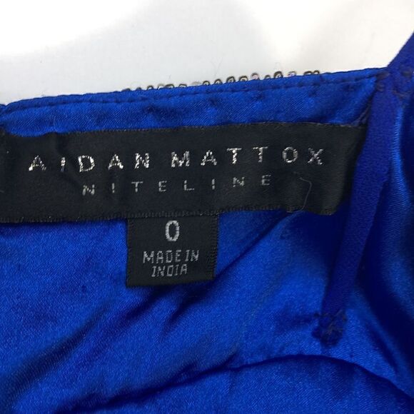 Aidan Mattox Niteline Silver Beaded Bodice Gown, Electric Blue - Picture 5 of 13